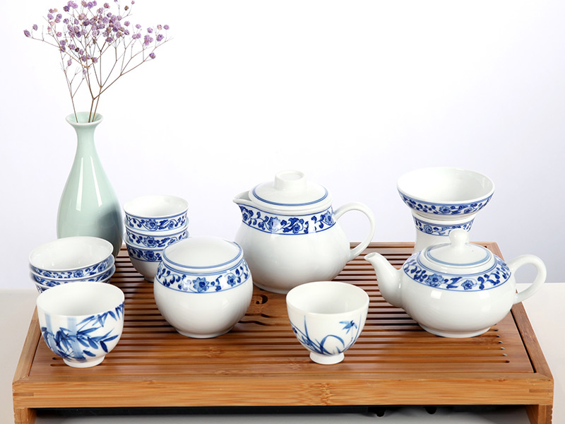 牡丹辺紋青花茶器セット