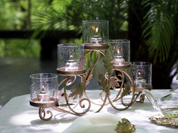 キャンドルスタンド　　　　　　　　　　　　5ホルダー　リーフ