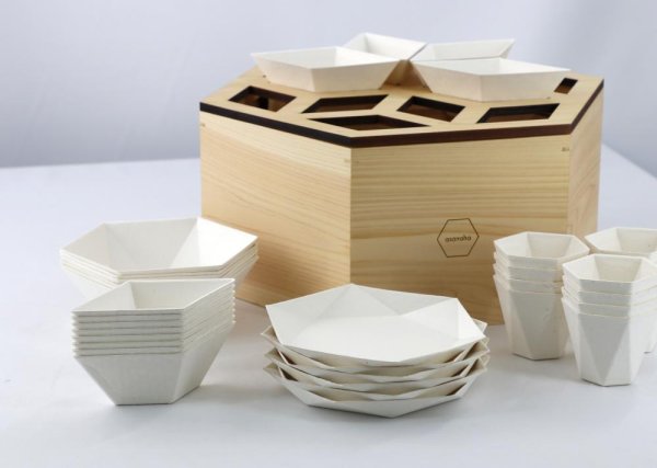 菱鉢台座（大）、六角箱、紙器4種セット