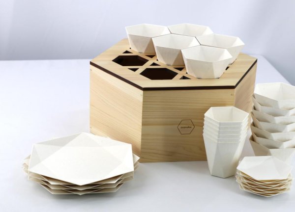 豆鉢台座（大）、六角箱、紙器4種セット