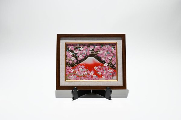 赤富士桜陶額