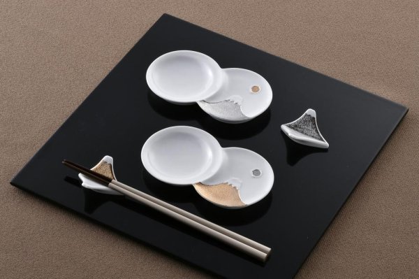 金銀小分け豆皿富士山・富士山箸置金銀