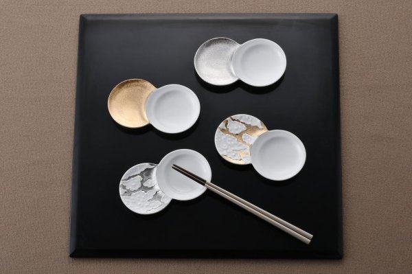 金銀小分け豆皿・月、雲