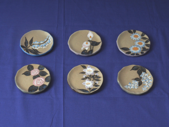 豆皿（薔薇・桔梗・みやこ忘れ・藤・セージ・カラー）