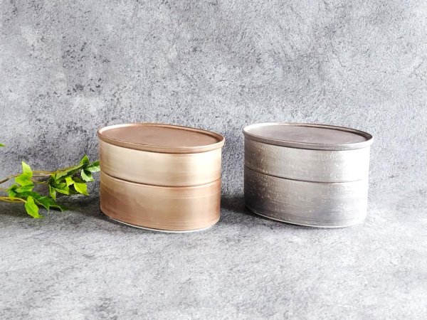 紫素雲母金・晶雲母銀　オーバル陶箱