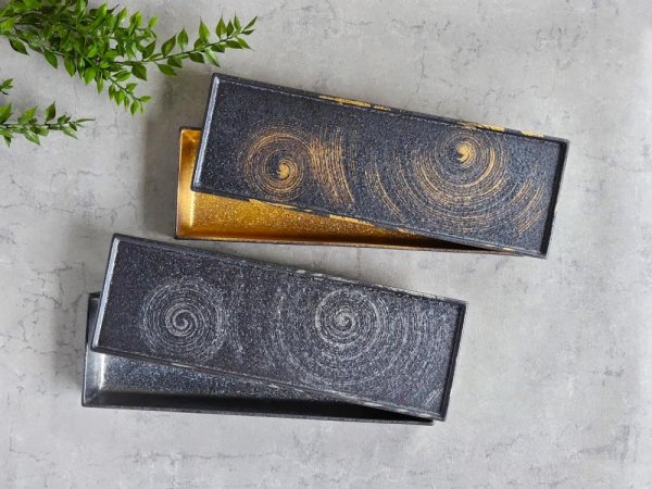 晶金かすり・晶銀かすり　34cm長角陶箱