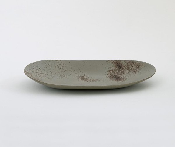 長楕円皿　グレー貝