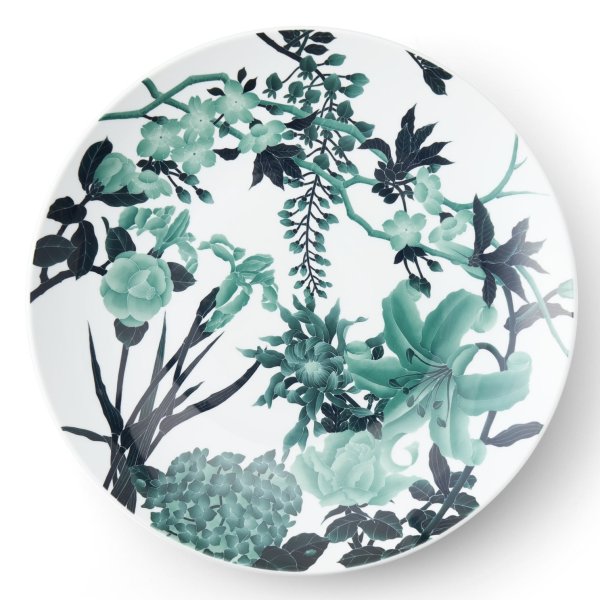 墨弾き染付 大皿 -花づくし-【巒山窯】