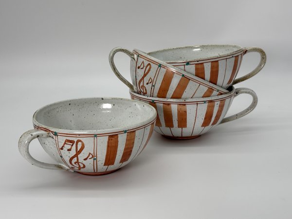 朱赤絵鍵盤スープカップ
